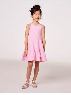Janie and Jack Pink Halter Ruffle Hem Dress